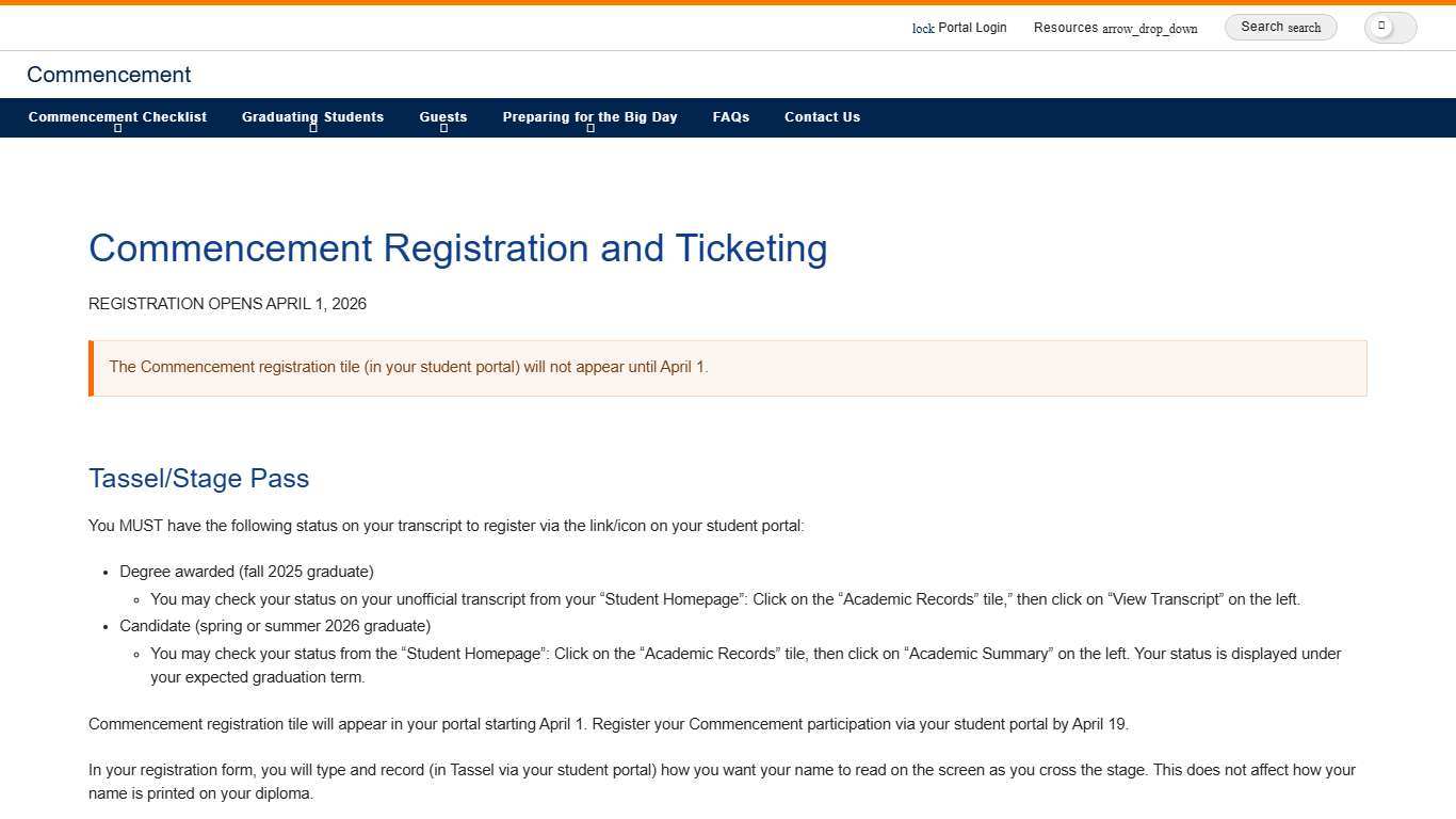 Registration Commencement 2026