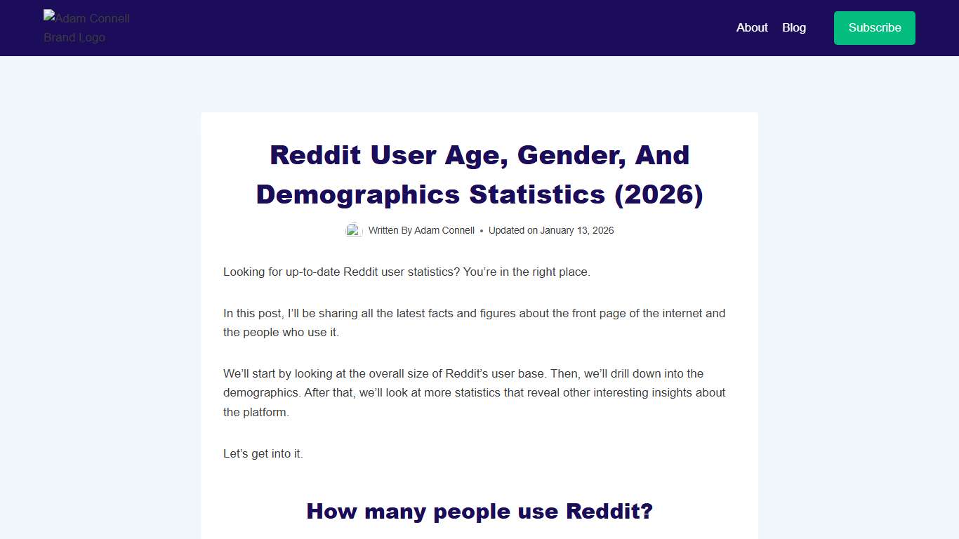 Reddit User Age, Gender, And Demographics Statistics (2026)